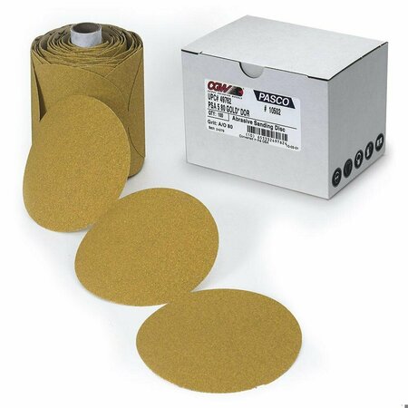 CGW ABRASIVES Gold DWT Open Coated PSA Abrasive Disc, 5 in Dia Disc, P80 Grit, Medium Grade, Aluminum Oxide Abrasi 49852